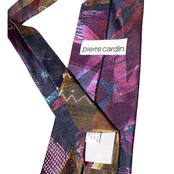2 Pierre Cardin Silk Vibrant Luxury Ties Purple Violet Navy Abstract 58"x 4” VTG - Picture 4 of 12